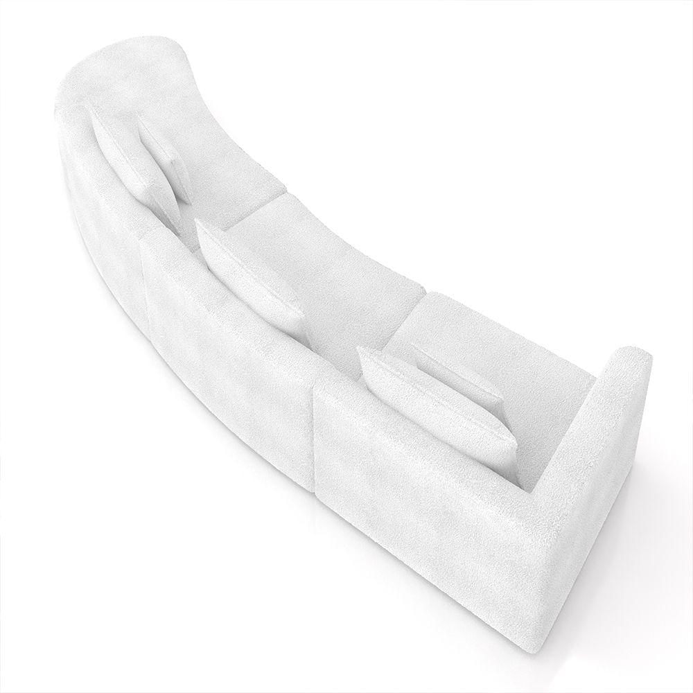 Sofá Curvo Decorativo Kimiko 447cm 5 Lugares Sala De Estar Com Chaise Bouclê Branco G52 - Gran Belo