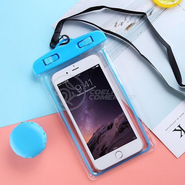 Capa Bolsa A Prova Dágua Impermeável Universal Celular Azul