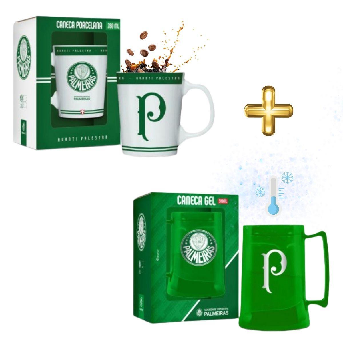 Miniatura Kit 1 Caneca Xícara Porcelana Café + Caneca Verde Gel
