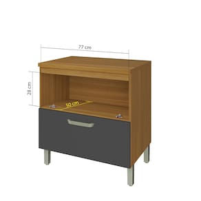 Miniatura Balcão Nesher Princesa 1 Porta 1 Gaveta – 80cm Freijo/Grafite