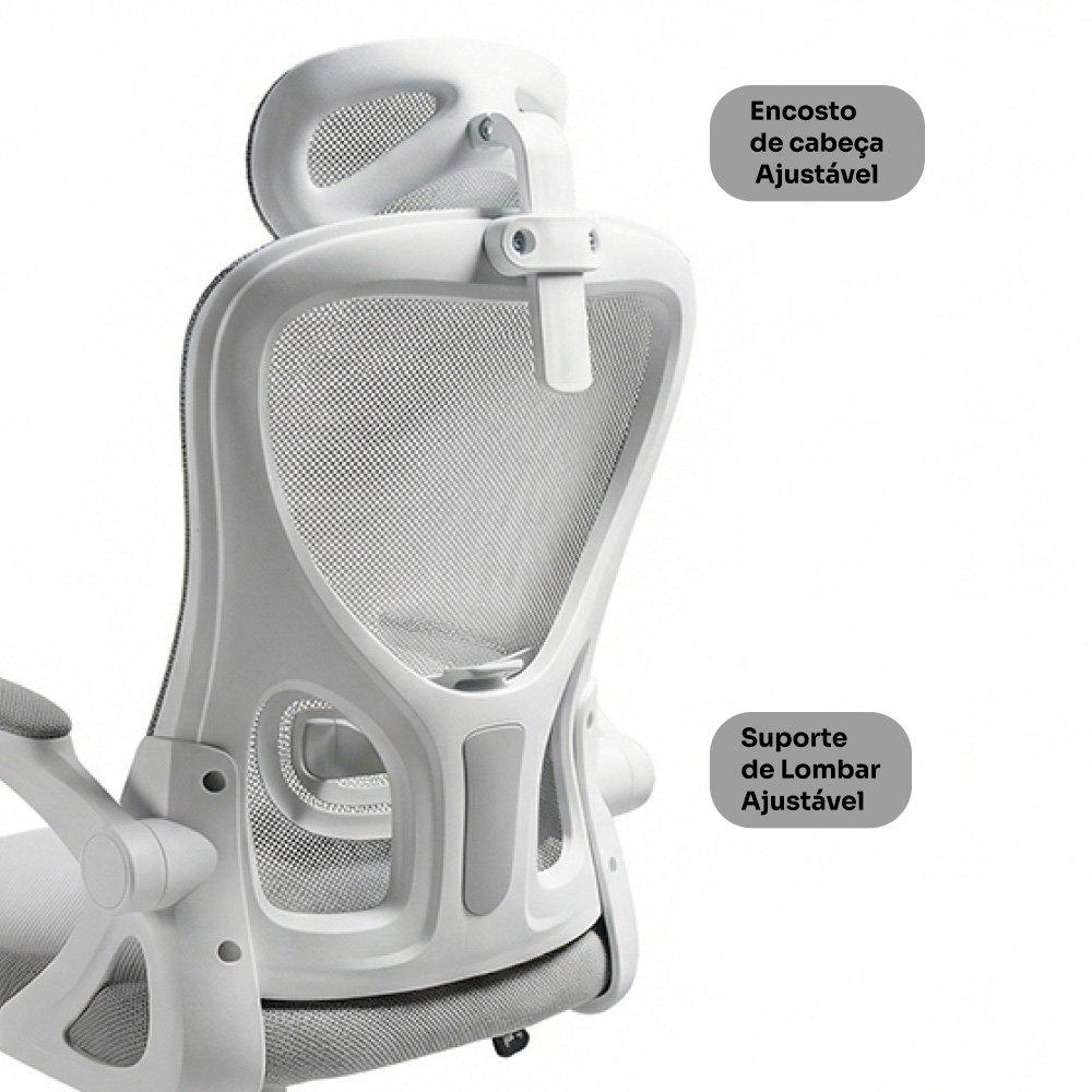 Cadeira de Escritório Husky Apta, Braço Retrátil, Até 120kg, Mesh Cinza, Reclínio 120º, Butterfly, Ajuste de Altura, Cinza - HCO700CZ