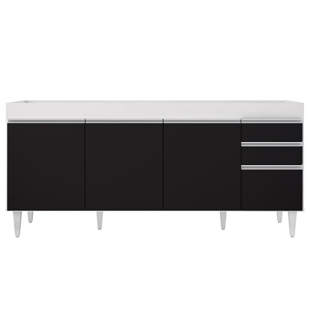 Balcão Gabinete Para Pia 180cm Sem Tampo Dallas Branco-preto - Lumil