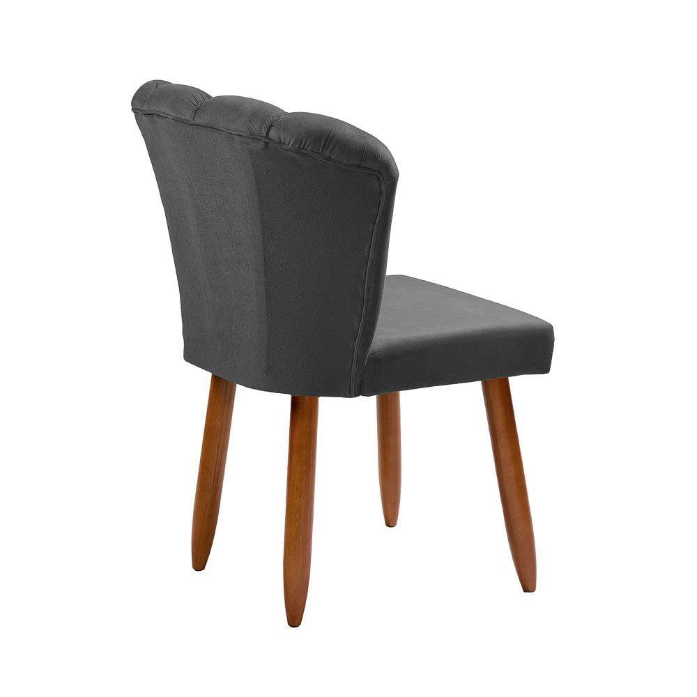 Miniatura Cadeira Poltrona Pétala Yasmin Sala Estar Penteadeira Veludo Chumbo