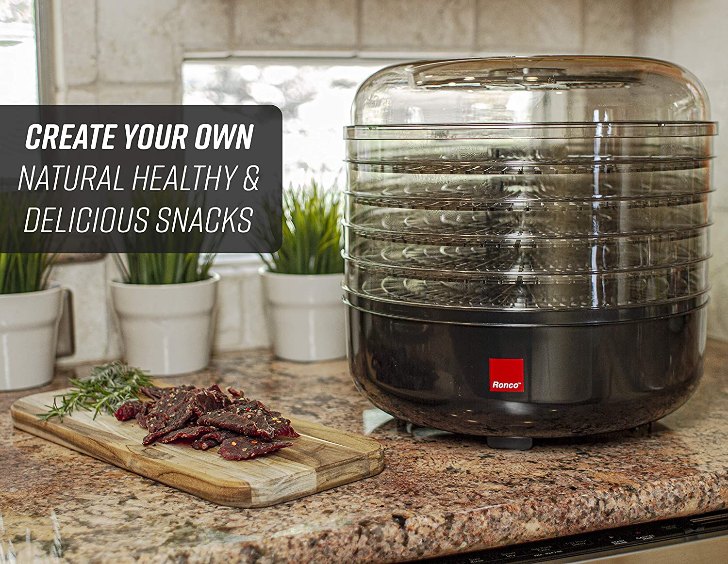 Ronco Máquina Desidratadora de Alimentos, c/ 5 bandejas, 400 W, 110V, preta.