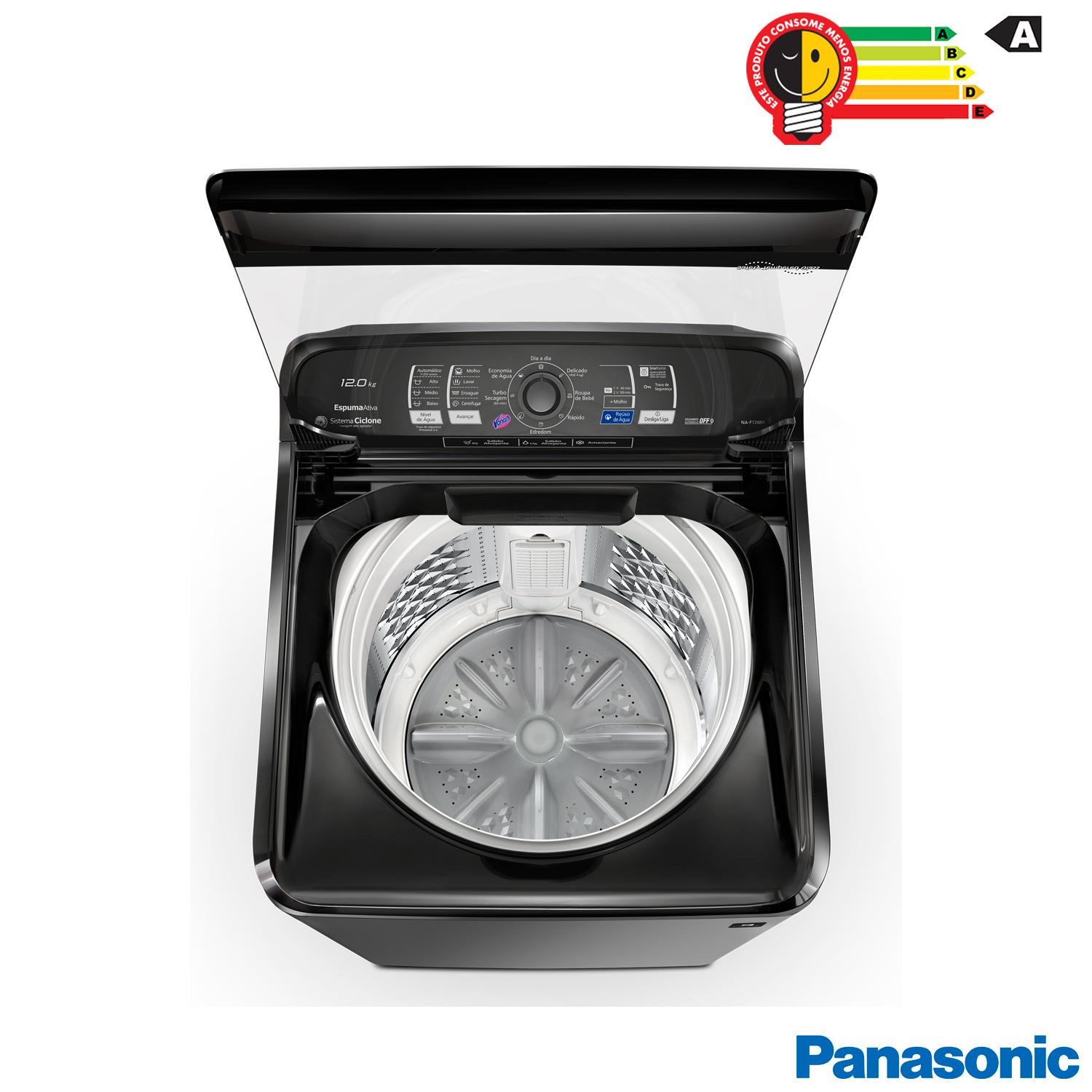 Miniatura Lavadora de Roupas Panasonic 12kg Titânio com 08 Programas de Lavagem - NA-F120B1TA 110
