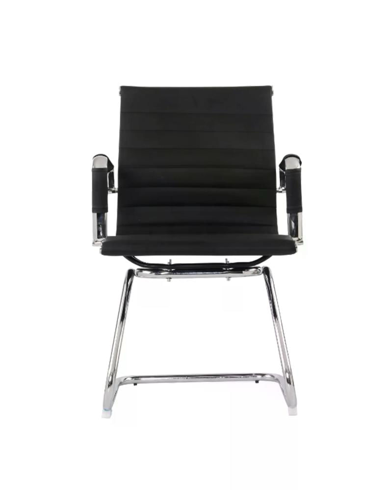 Cadeira Escritório Base Fixa Manhattan Couro Preto