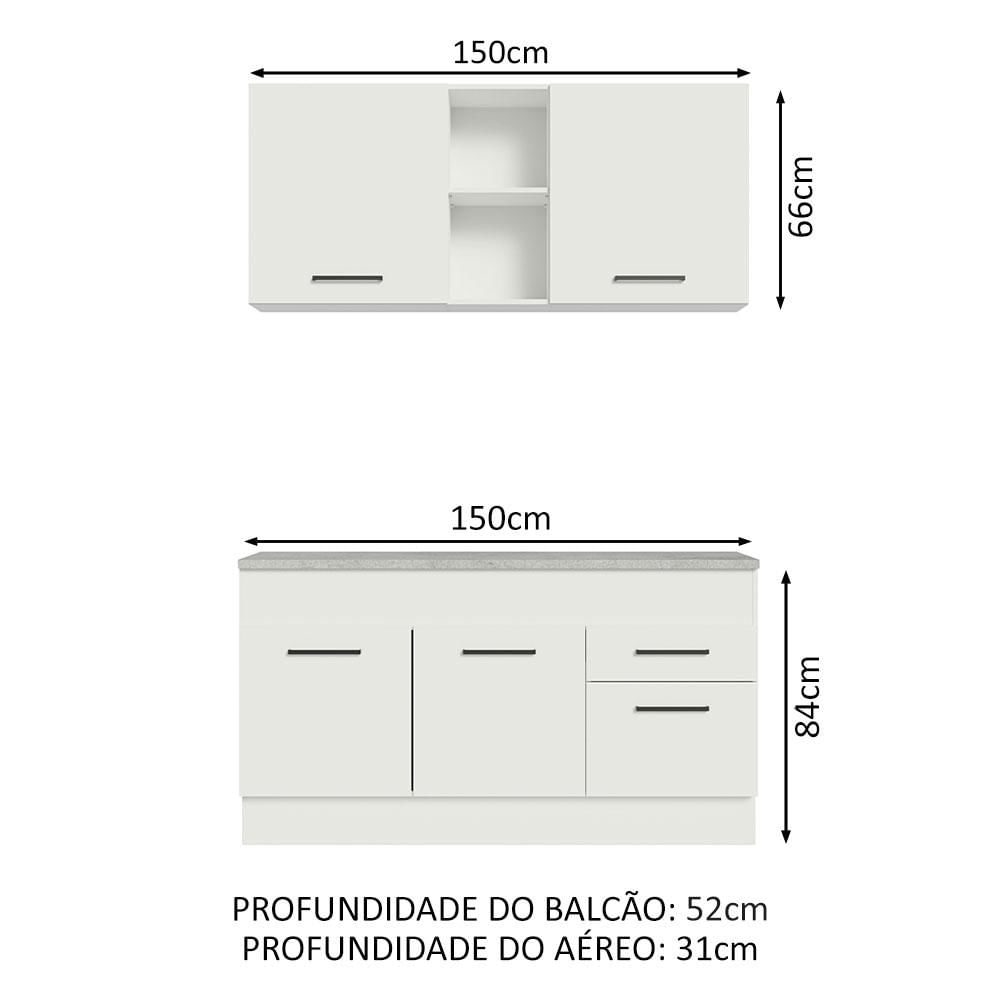 Miniatura Armário de Cozinha Compacta 150cm Branco Agata Madesa 01 Branco