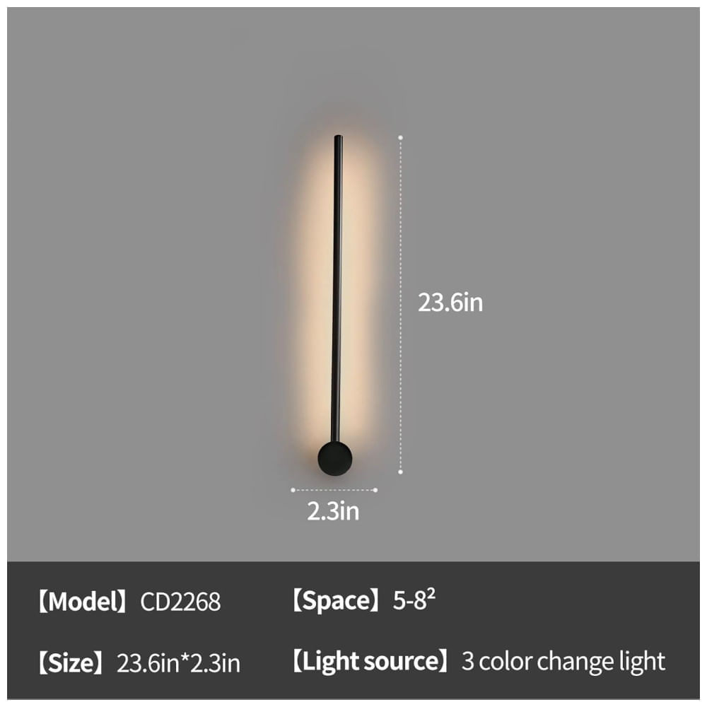 Miniatura Conjunto de Luminária de Parede com Fio, Estilo Moderno, Tamanho 60 cm e 2 Peças, Adequada para Quarto, Sala de Estar e Cozinha, 110V, Mikeru, Preta 110v