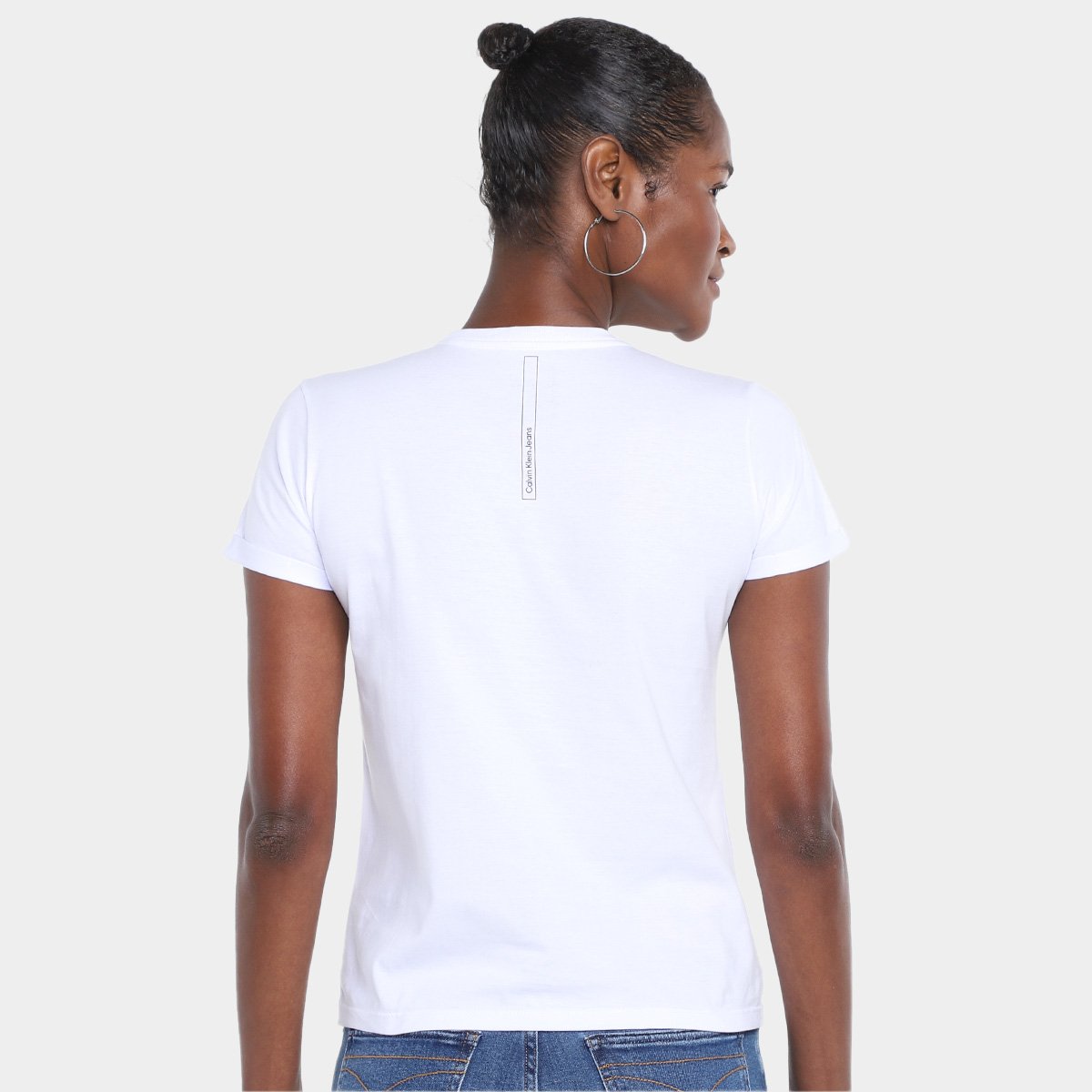 Miniatura Camiseta Calvin Klein Logo Feminina Branco - G