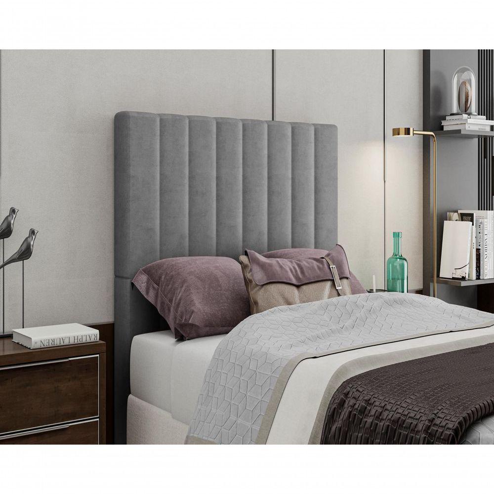 Miniatura Cabeceira Box Queen Dubai Em Veludo Cor:cinza