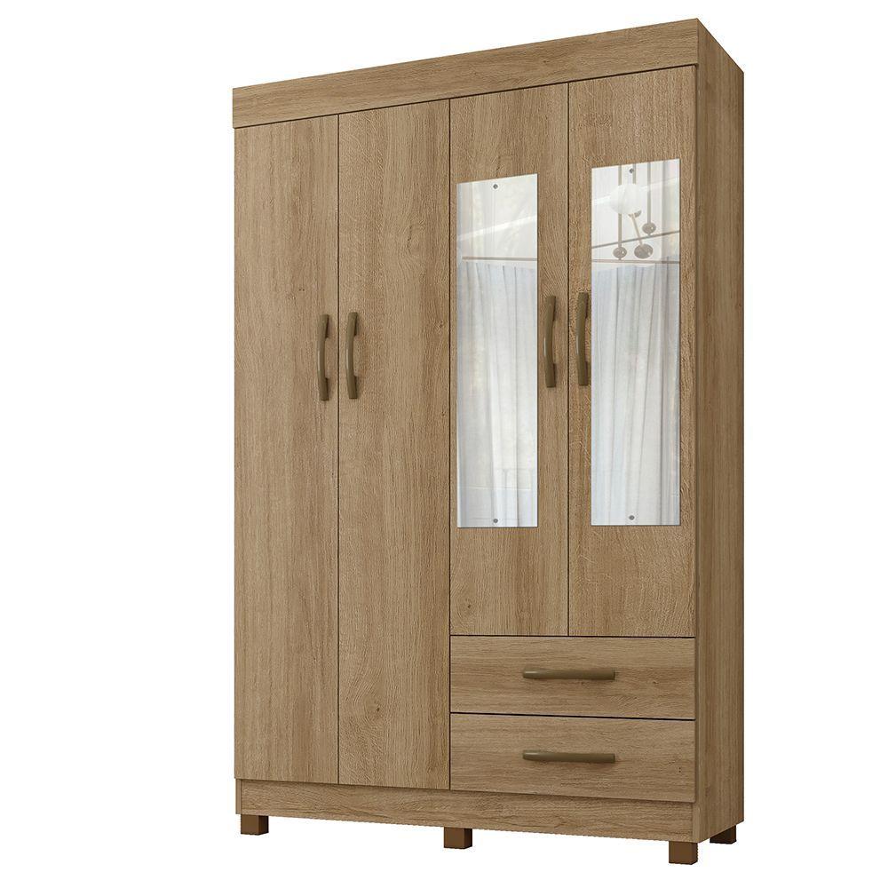 Miniatura Roupeiro C/espelho Copacabana 4 Portas Benetil Móveis - Canela