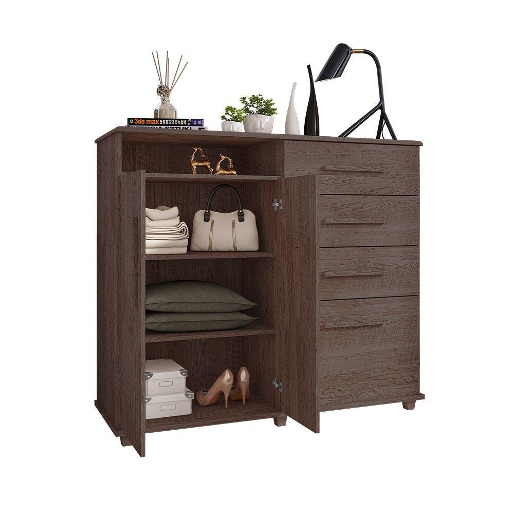 Miniatura Cômoda Helena Com 2 Portas E 4 Gavetas Chocolate - Cor: Marrom