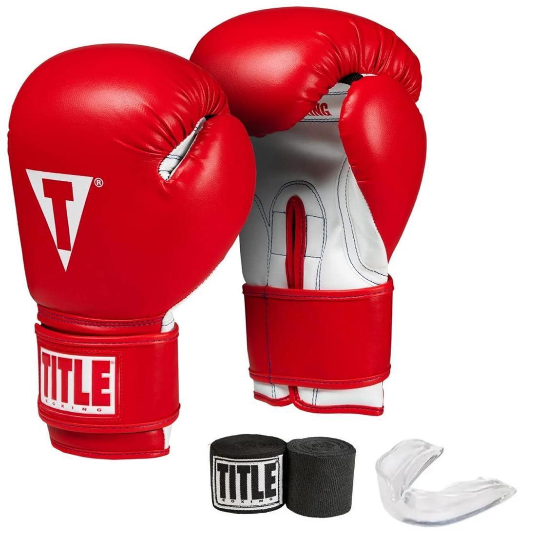Miniatura Kit Boxe Luva Essentials Title 8Oz Com Bucal E Bandagem Azul