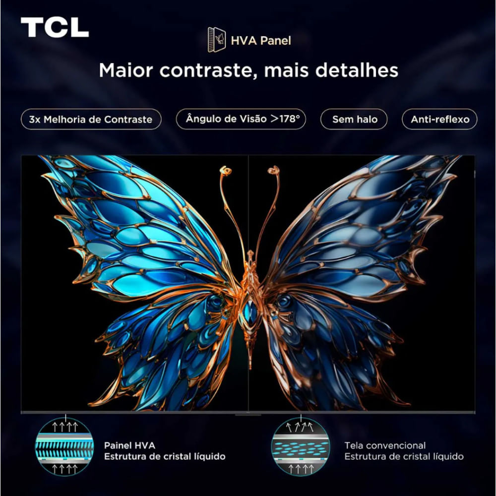 Smart TV TCL 75 Polegadas 75P7K 4K UHD QLED Google Tv Preto - Bivolt