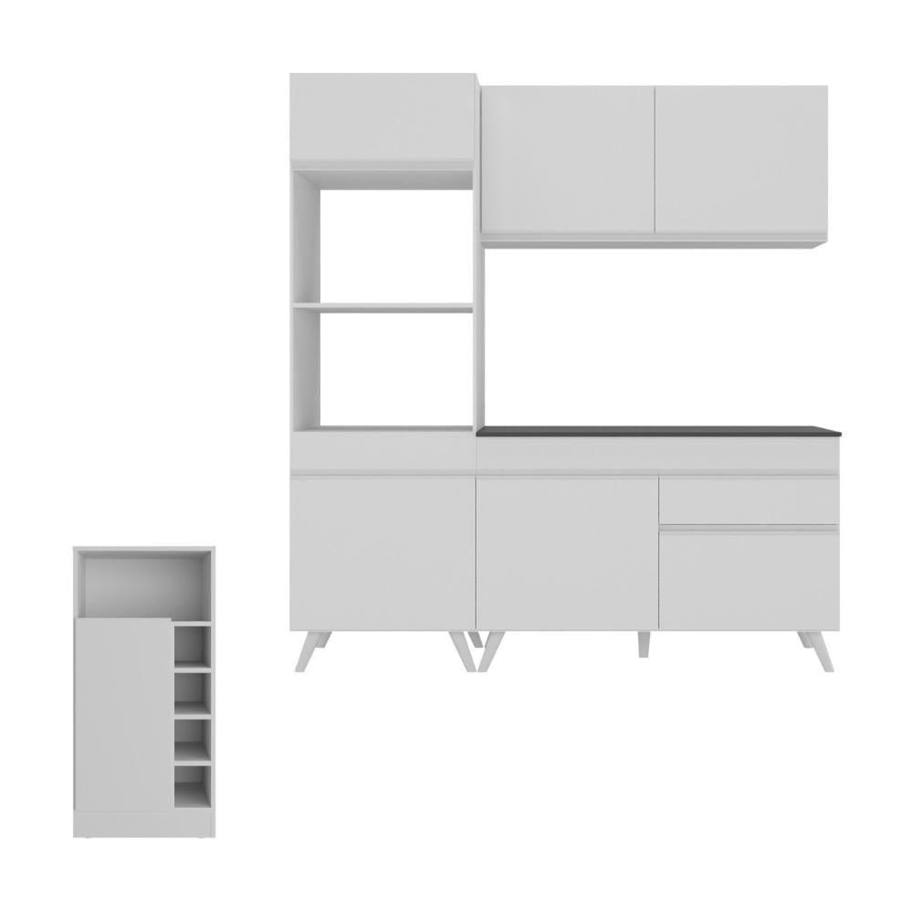 Miniatura Cozinha Compacta Com Bancada Americana/mesa Veneza Multimóveis Mp2211 Branco Branco