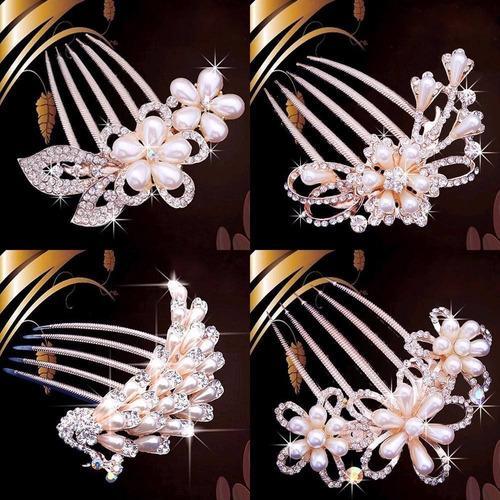 Miniatura Arranjo Enfeite Cabelo Noiva Dama Dourado - Duas Flores