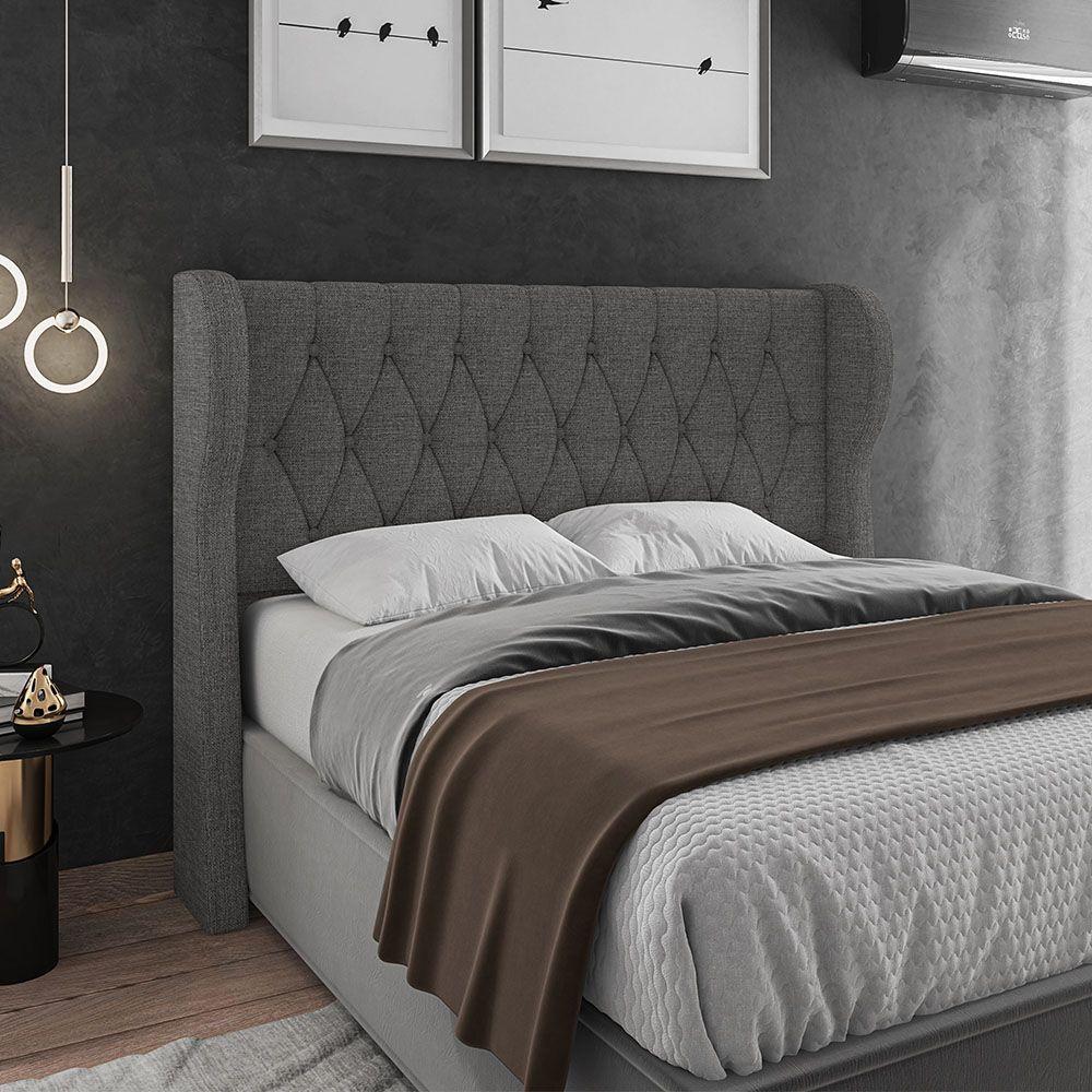 Miniatura Cabeceira Maldivas Luxo Para Cama Box Queen 160cm Linho - Ssx Multicoisas Cor Cinza