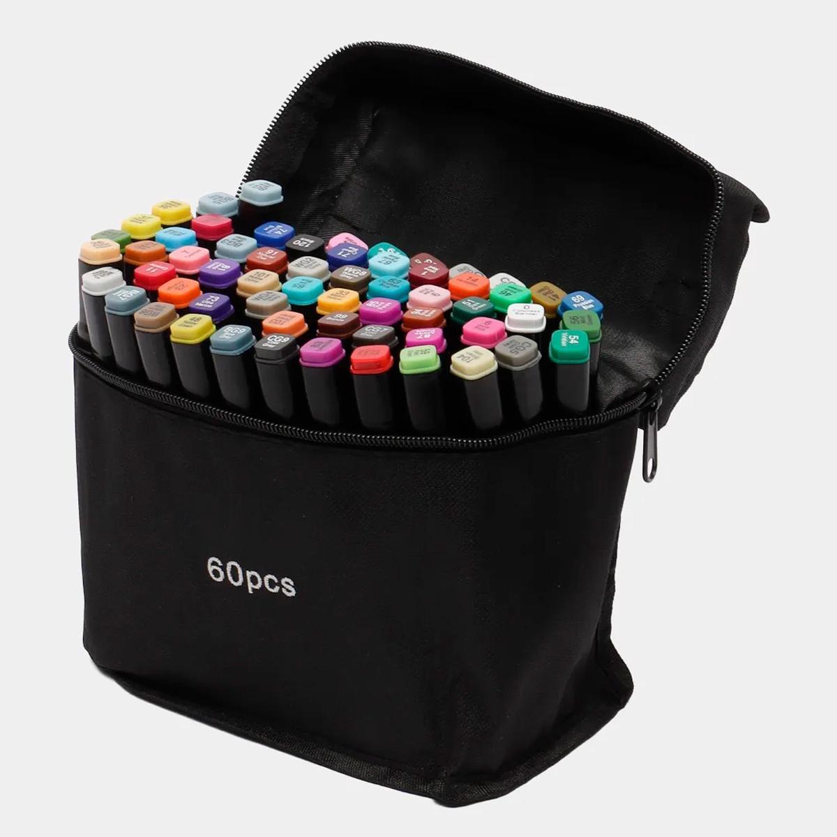 Miniatura Kit Canetas Coloridas 60 Unidades Desenho Profissional