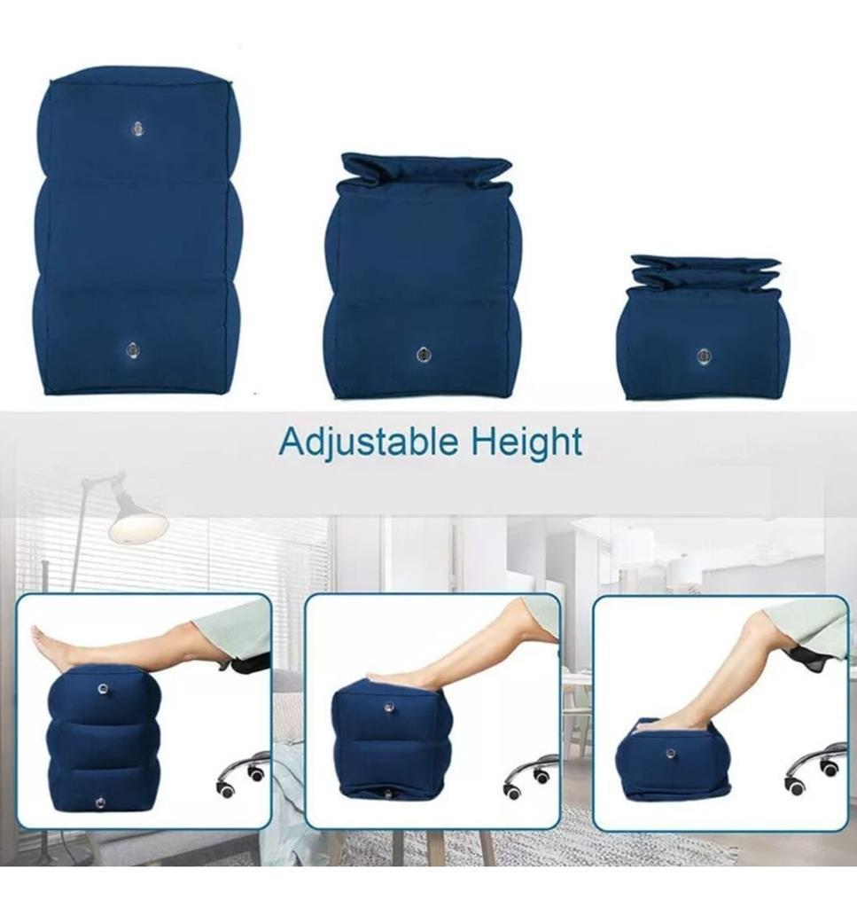 Almofada Inflável Pés Avião PVC 3 Níveis 40x30x43cm Cinza