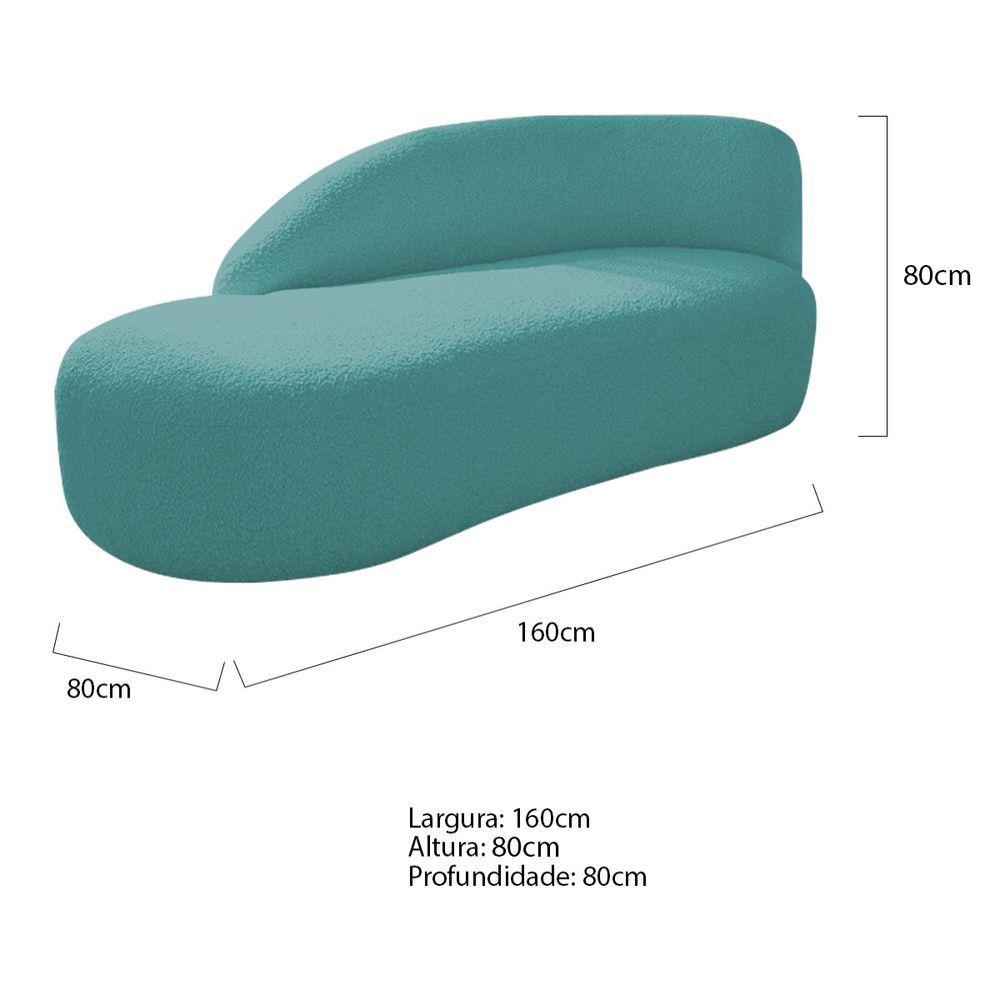Kit Divã Luna 160cm Lado Esquerdo E 02 Poltronas Base De Ferro Preto Suede Cor Azul Turquesa