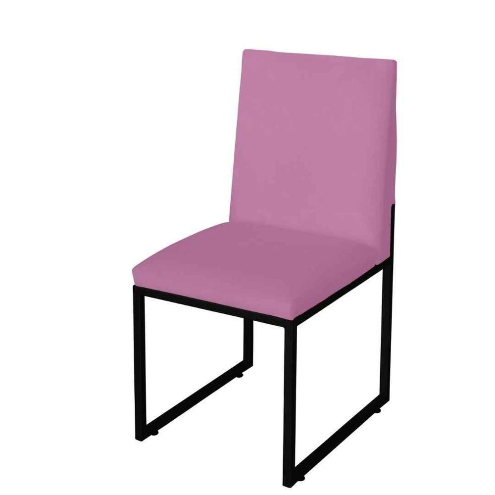 Miniatura Kit 4 Cadeira De Jantar Escritorio Industrial Garden Ferro Preto Suede Rose