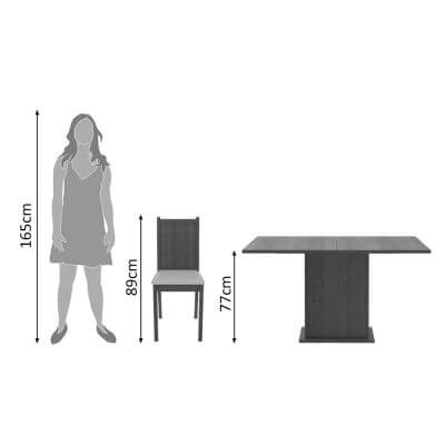 Miniatura Conjunto Sala de Jantar Clarice Madesa Mesa Tampo de Madeira com 8 Cadeiras Rustic/Pérola Cor:Rustic/Pérola