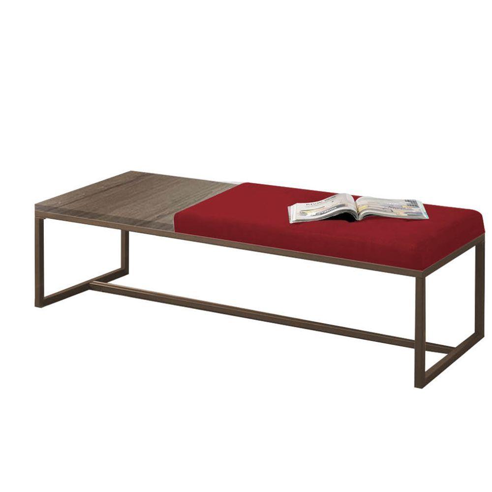 Miniatura Calçadeira Recamier Londres 140cm Marrom Suede Vermelho Mdf Rústico - Ahazzo Móveis