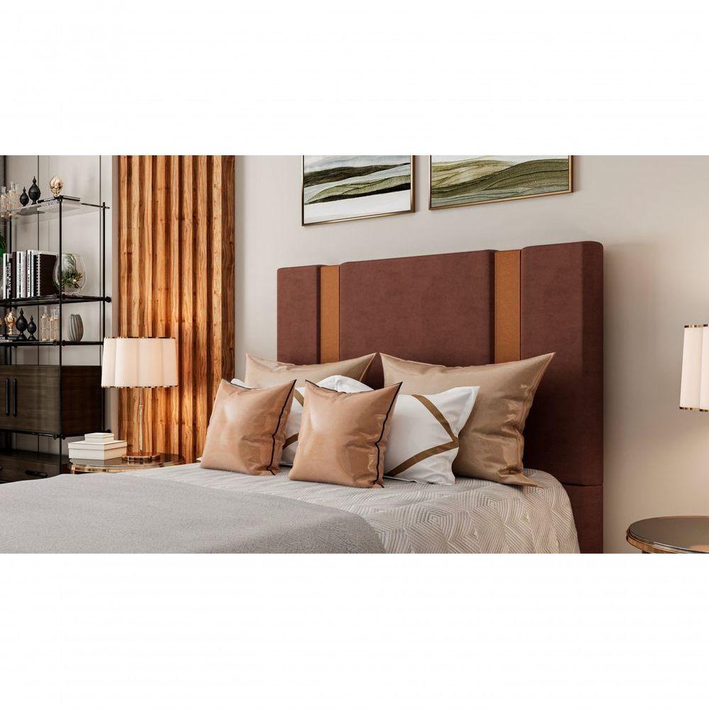 Miniatura Cabeceira Box Queen Verona - Veludo Terracota