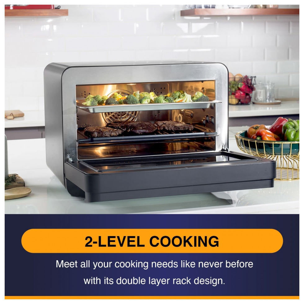Miniatura Forno Elétrico de Bancada Multifuncional com Função Air Fryer e Controle Digital, 110V Baumann Living
