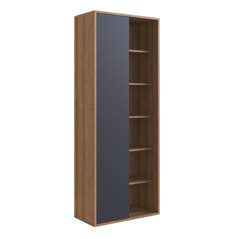 Conjunto Home Office Livreiro 1 Porta 5 Prateleiras e Escrivaninha 3 Gavetas Placa e Ponto Grafite/Mel