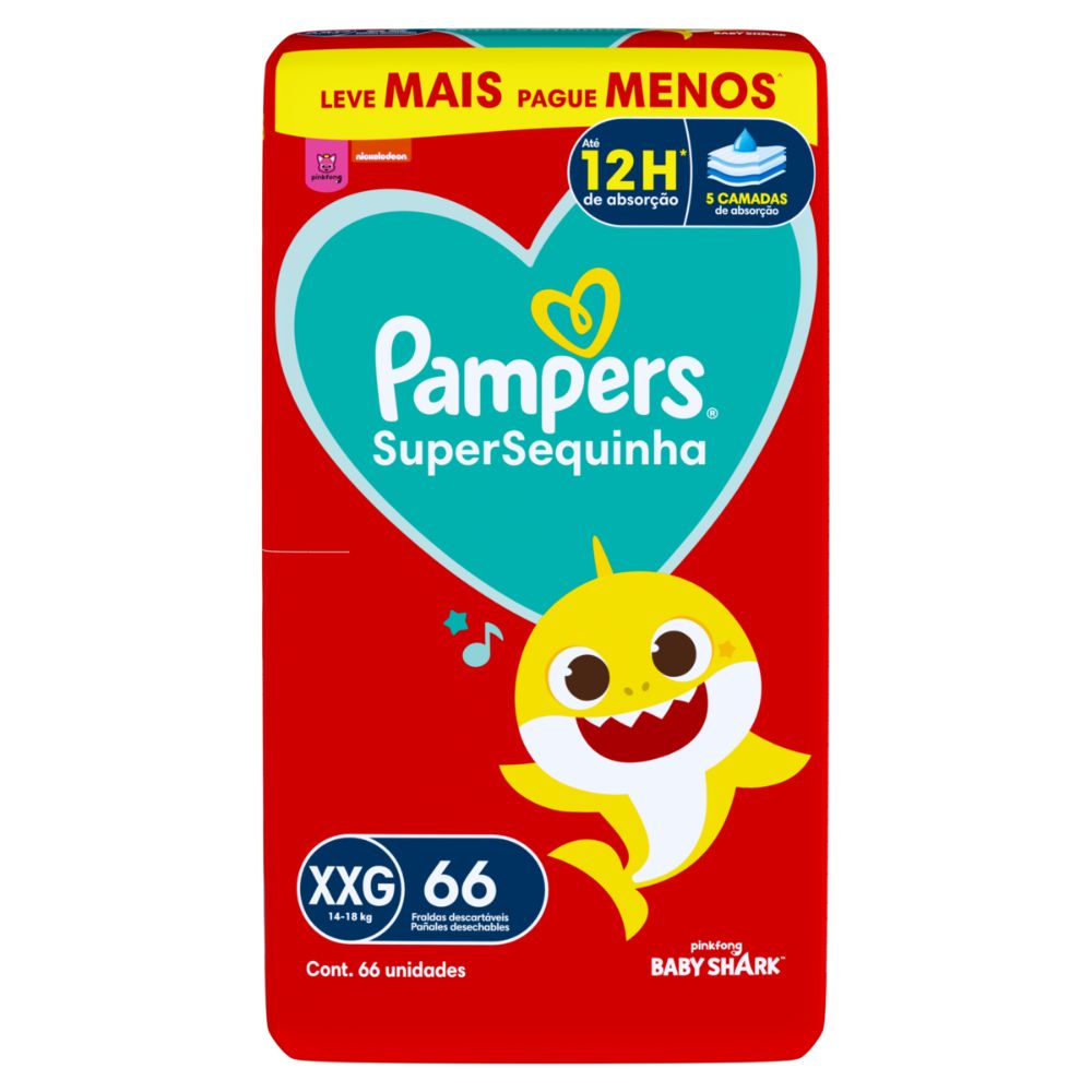 Miniatura Fralda Pampers Super Sequinha XXG 66 Unidades