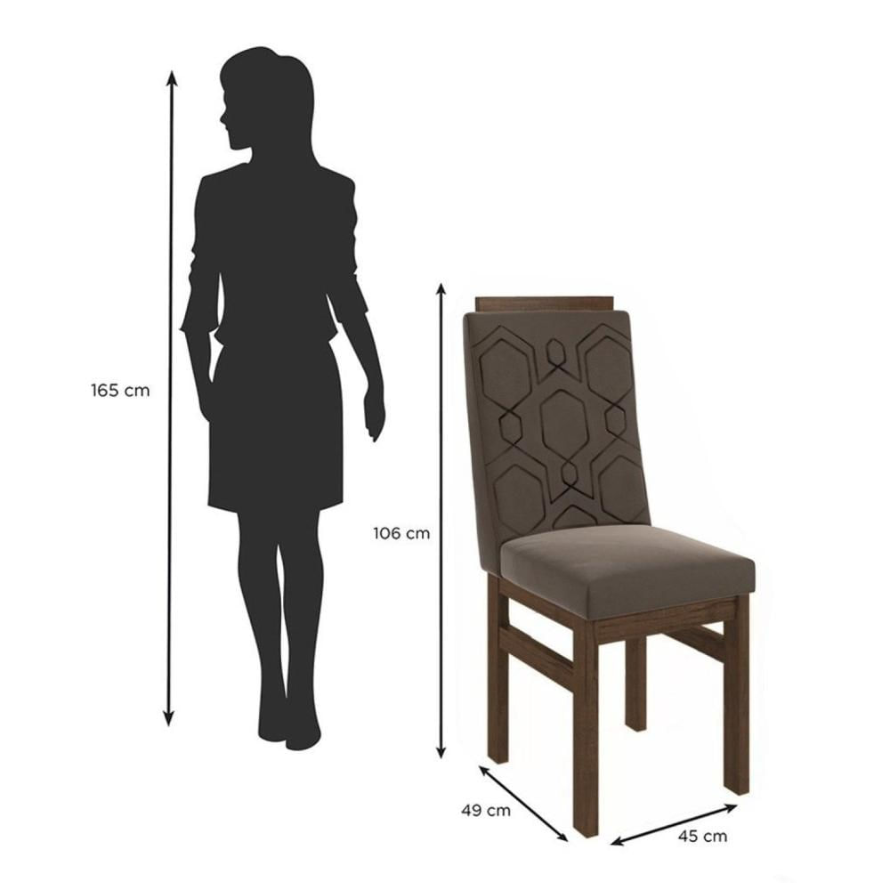 Miniatura Conjunto Sala de Jantar Mesa 90x120cm T Vidro com 4 Cadeiras Madeira Maciça Tabaco/Marrom/Off White