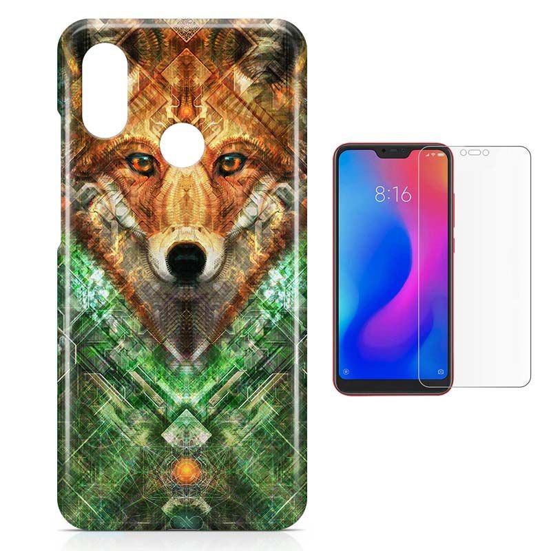 Miniatura Kit Capa   Xiaomi Redmi Note 6 Pro Wolf Lobo E Pelicula