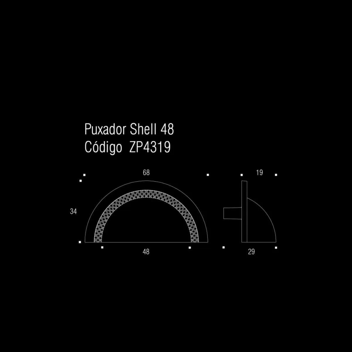 Miniatura Kit 5 Puxador Shell Zen Niquel Velho 48Mm Zp4319.889 Concha