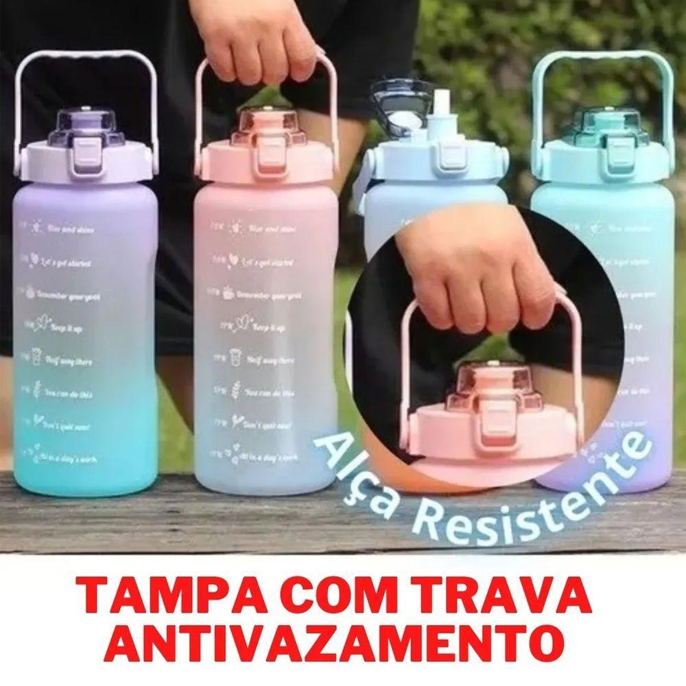 Kit Garrafa De Água Esportiva 2L + 700 Ml Marcador De Tempo
