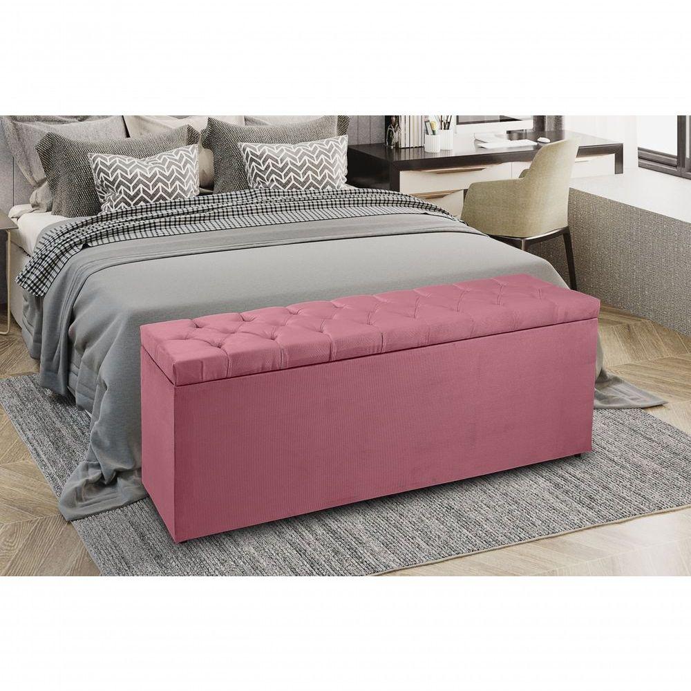 Miniatura Recamier Baú Cama Queen 160cm Madrid Suede Rosa Dal Poz Estofados