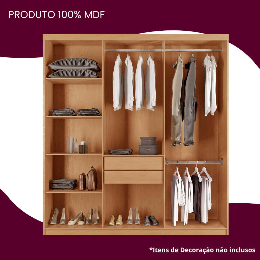Miniatura Guarda Roupa Casal 6 Portas 2 Gavetas MDF Petra Guarda Roupa Casal 6 Portas 2 Gavetas Petra Rufato Imbuia/Grafite
