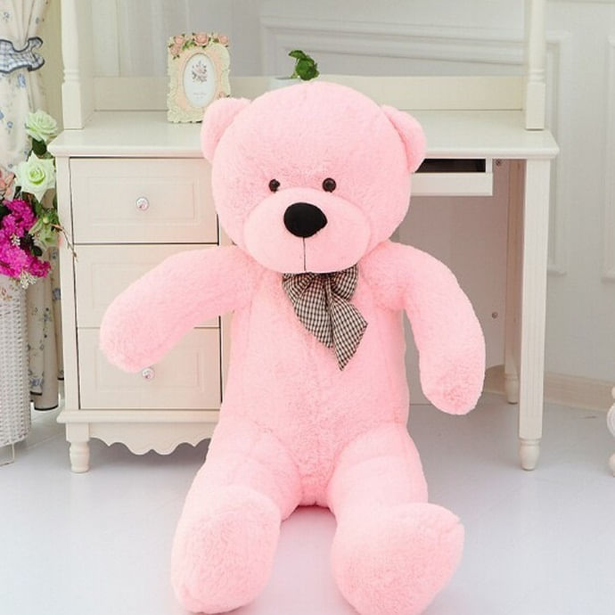 Miniatura Urso Rosa De Pelúcia Gigante 140Cm Bicho De Pelúcia Grande Rosa - 140cm - Urso