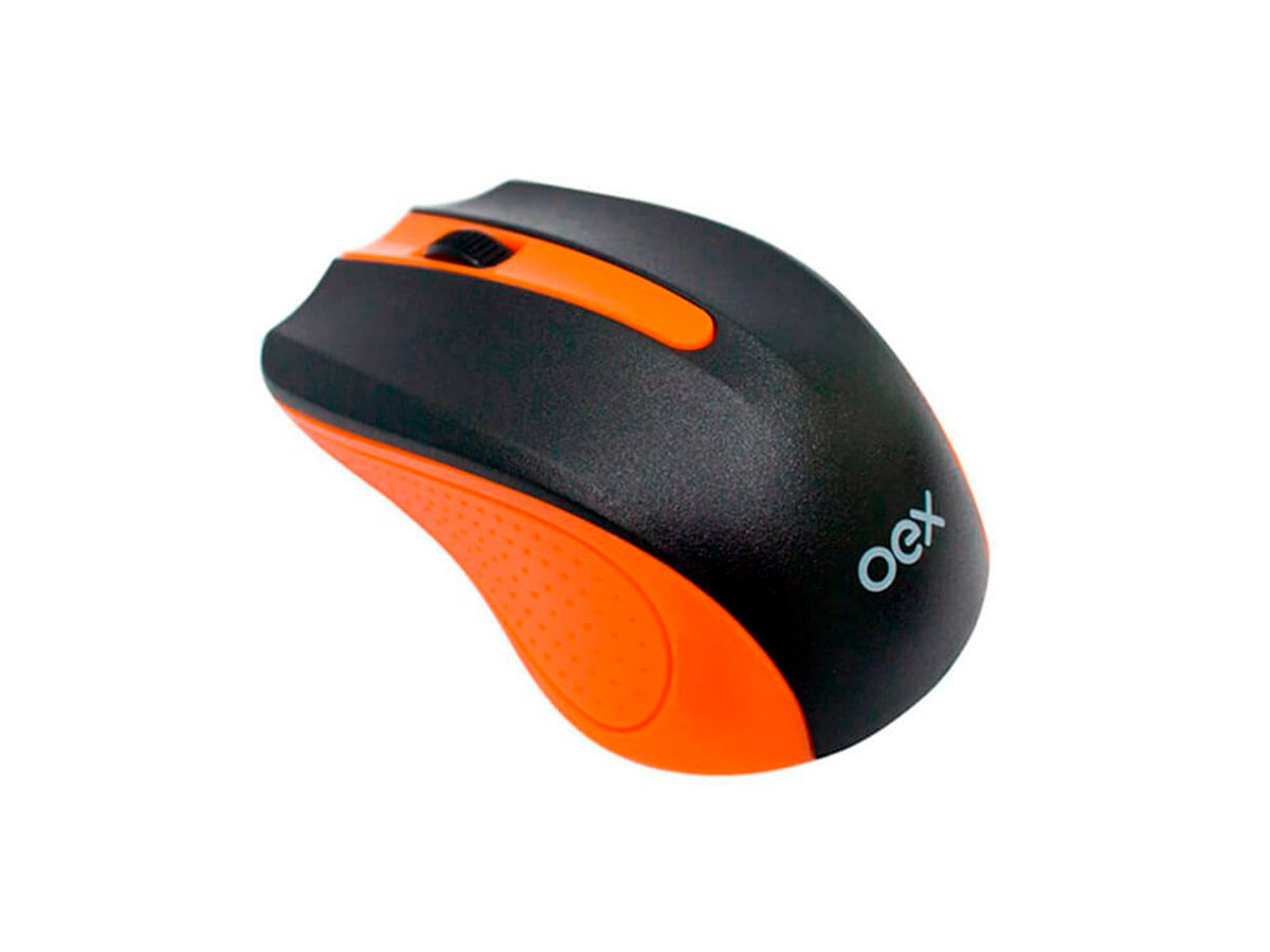 Miniatura Mouse OEX Experience MS404, Wireless, 1200DPI, Preto e Laranja
