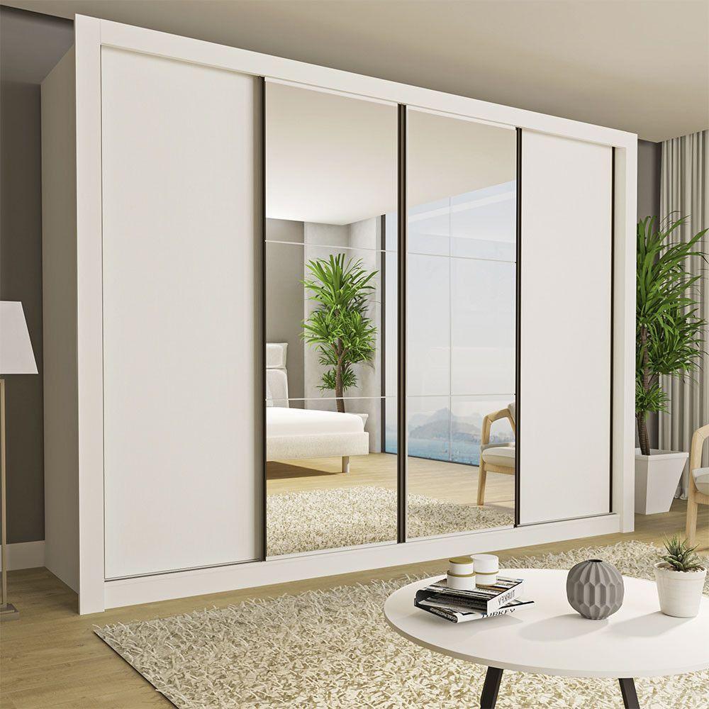 Miniatura Guarda Roupa Casal Firenze Com 6 Espelhos 4 Portas Minastex Branco