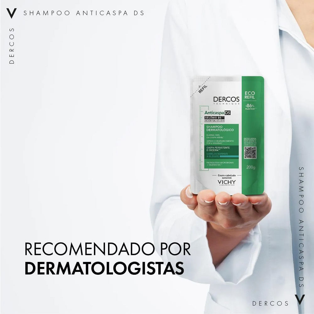 Refil Shampoo Anticaspa Ds Vichy Dercos Oily Cabelos Normais a Oleosos 200g