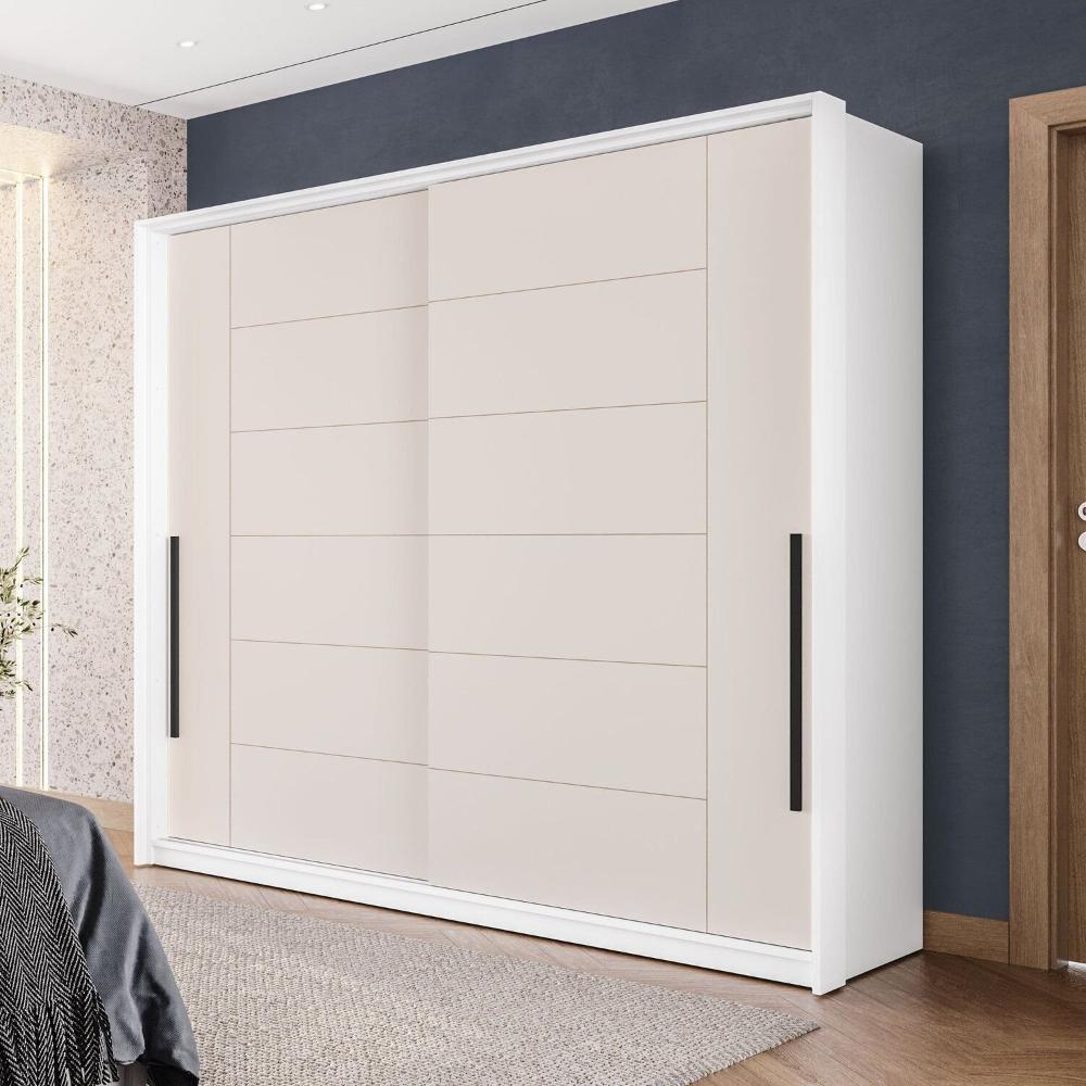 Miniatura Guarda Roupa 2 Portas de Correr 2 Gavetas Lisboa Branco/Creme