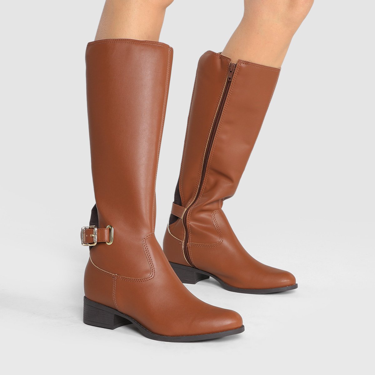 Miniatura Bota Montaria Cano Longo Via Uno Feminina Marrom Claro - 34