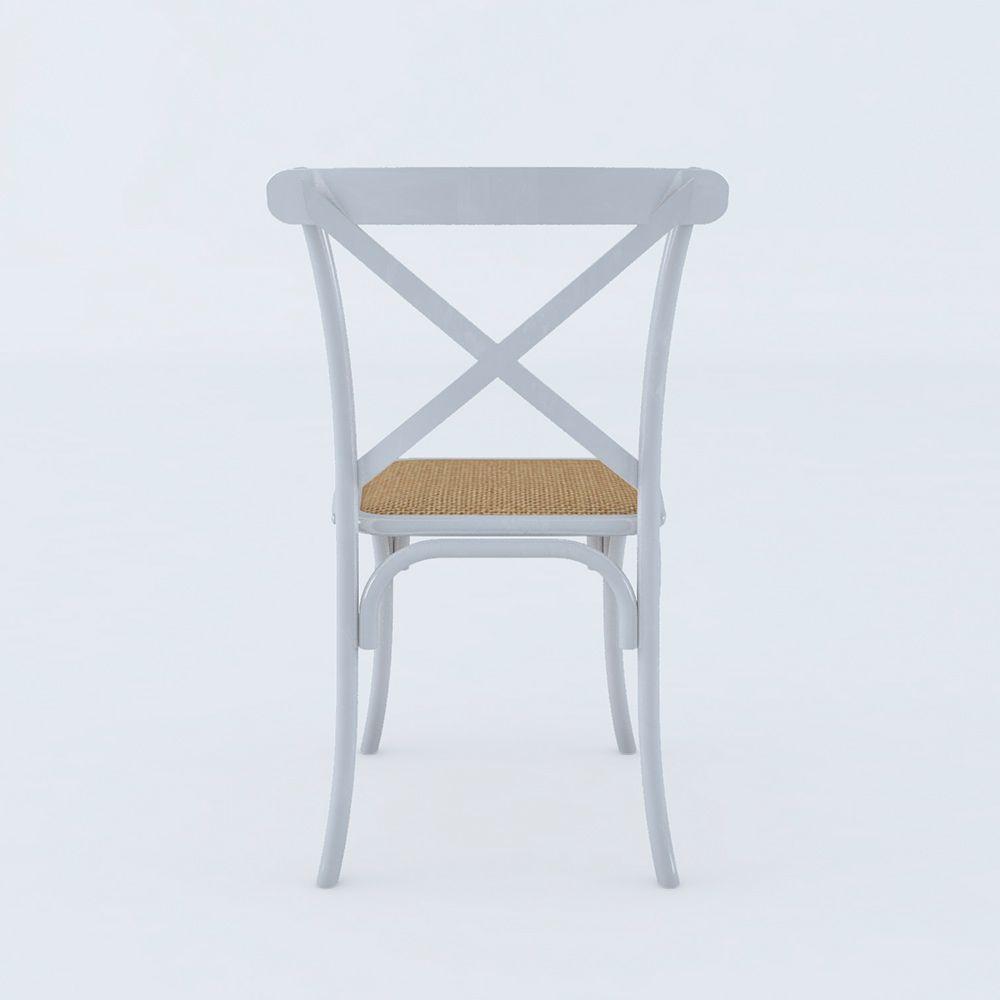 Miniatura Kit 4 Cadeiras Katrina X Branca Assento Bege Aço Asturias - Cor: Branco