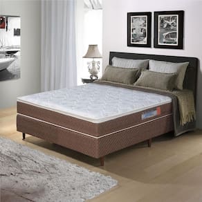 Miniatura Cama Box de Casal Umaflex Berlim com Pillow Top e Molas Ensacadas 72x138x188 cm - Castor/Branco