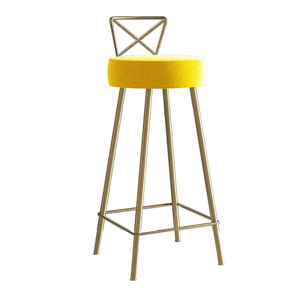 Miniatura Banqueta Alta Com Encosto Tânia Eiffel Cozinha Bar Bistrô Ferro Dourado Sintético Amarelo