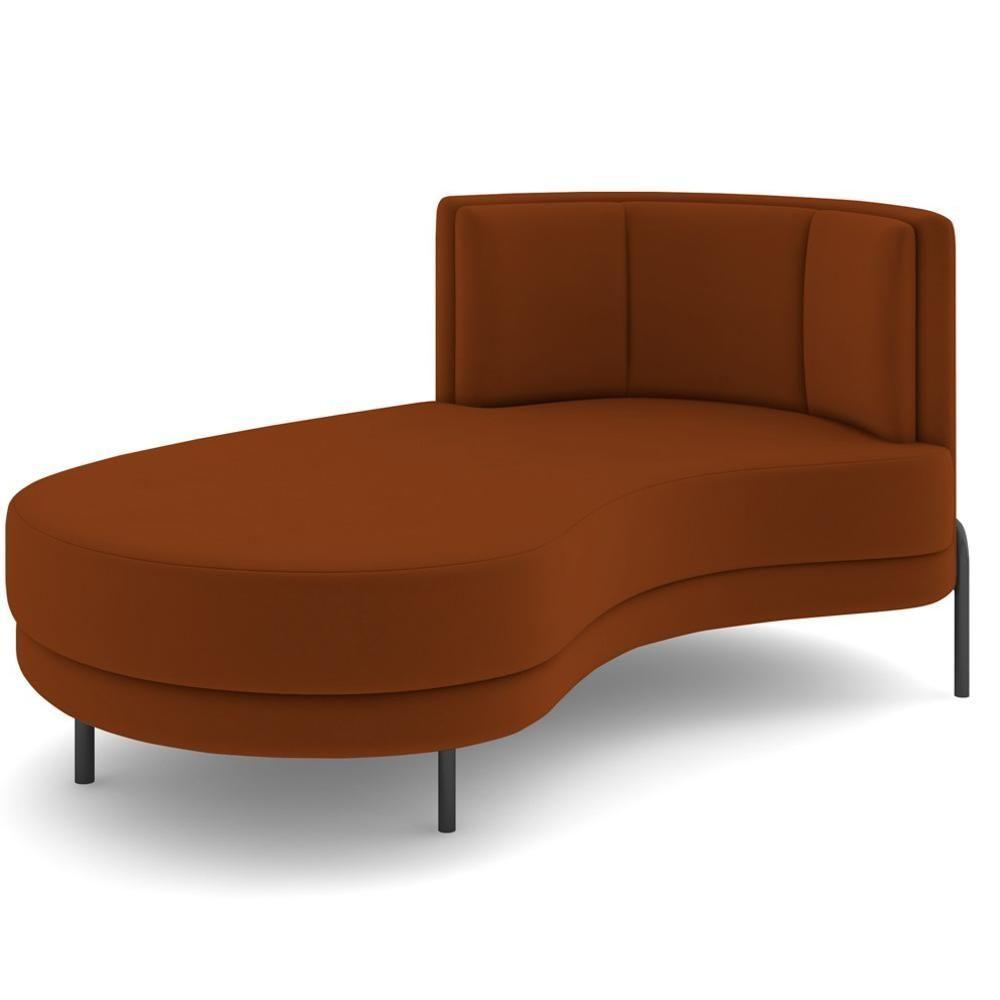 Miniatura Chaise Longue Divã 164cm Braço Direito Logus D06 Veludo Telha - Mpozenato