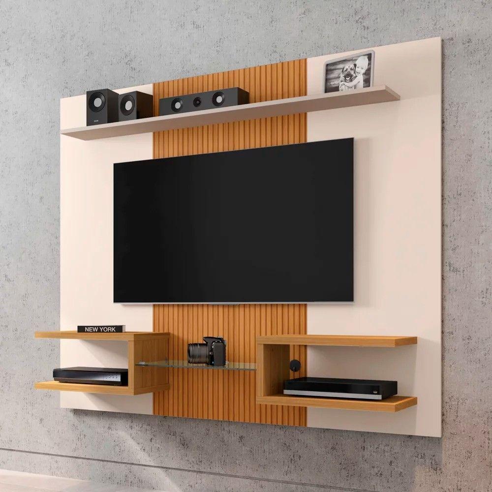 Miniatura Painel Para Tv Até 55" Atlas Off White/cinamomo/ripado