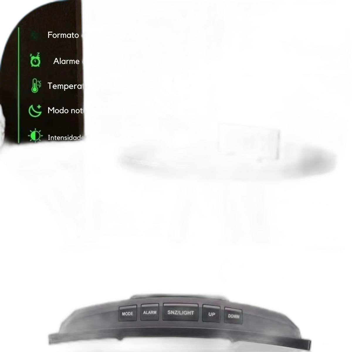 Relógio/Despertador Infantil Luz Led Verde E Iluminação