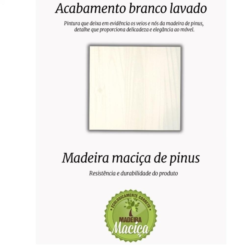 Cama Solteiro 5 Gavetas e Nicho Madeira Maciça Floro Inter Link Branco Lavado